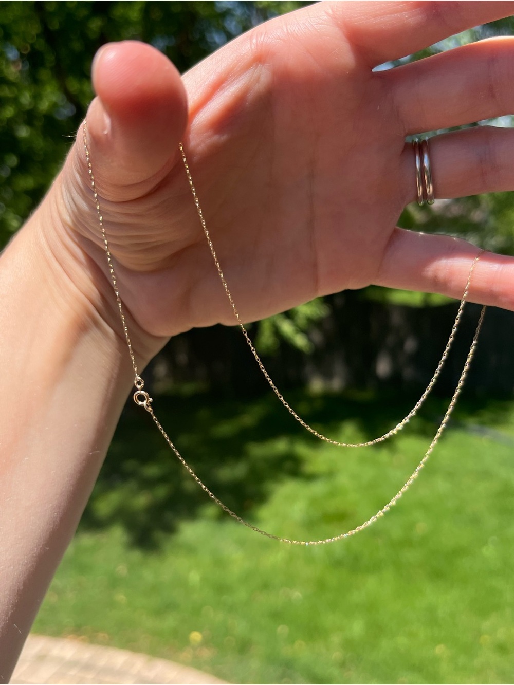 14k Gold Solid Dainty Rope Chain- 17” and .5 Grams